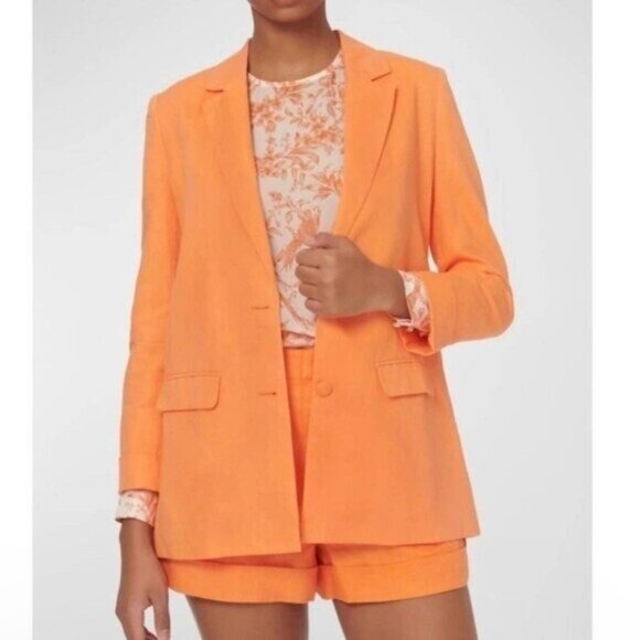CAMI NYC Owen Linen Blazer In Papaya Bright Orange Summer Spring Jacket - Picture 1 of 12